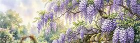 Wisteria flowers acrylic painting in impressionist style