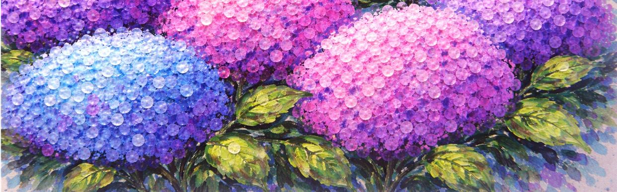 Hydrangea Hues: Bubble Wrap Painting