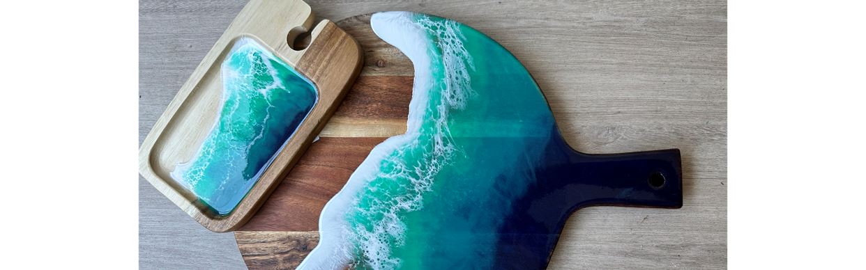 Resin Art Cheese Board and Coasters
