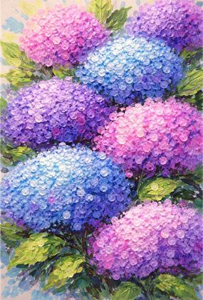 Hydrangea Hues: Bubble Wrap Painting